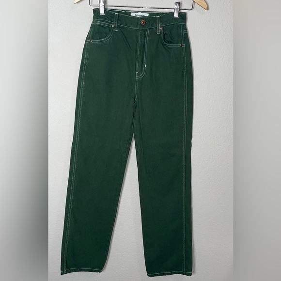 Reformation Cowboy High Rise Straight Jeans Emerald Green Size 24 - Picture 5 of 12